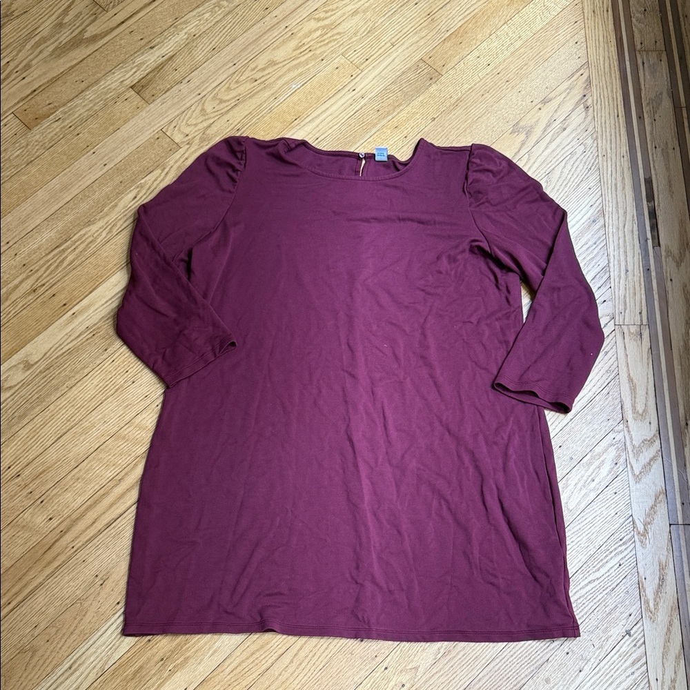 Old Navy Maroon Shift Dress 3/4 Sleeve Women’s XL